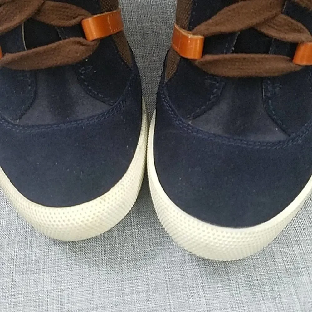 Chloe Kasia wedge sneaker - blue suede / tan leather brown quilted women's sz 38